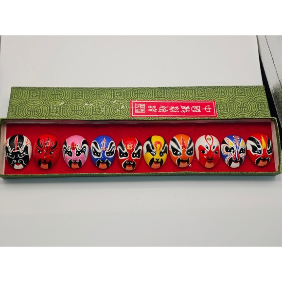 Opera Box Interior Art | Vintage Chinese Beijing Opera Miniature Masks Set Of 1 Hand ...